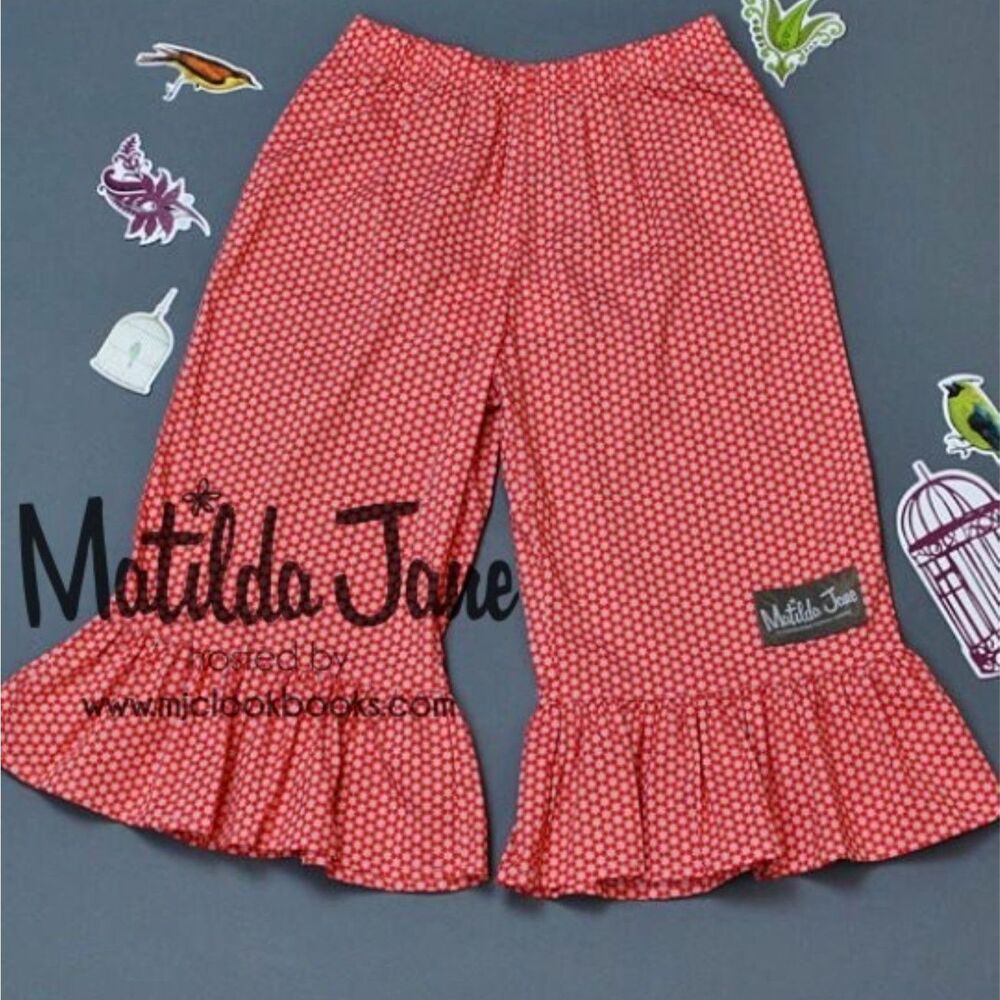 NEW Matilda Jane Boutique girls 8 pants Race big ruffles Serendipity red pink JE